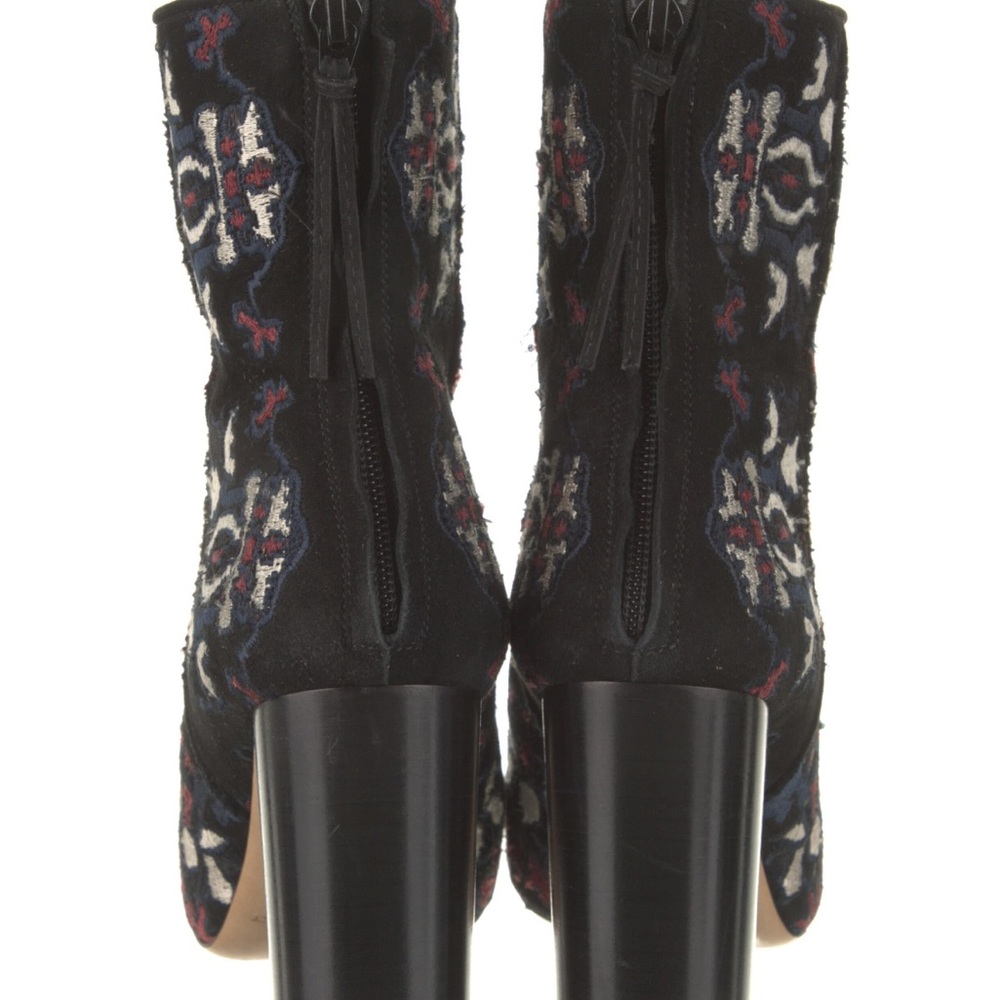 Isabel Marant Boots Guya Embroidered Black Chunky Heel Zip Size 38 (US 8) - Picture 4 of 6